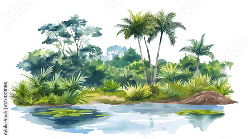 Peperpot Nature Park. Peperpot Nature Park hand drawn watercolor illustration