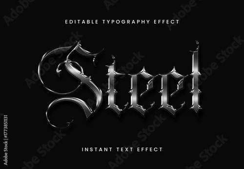 Silver Gothic Text Effect Medieval Chrome Font