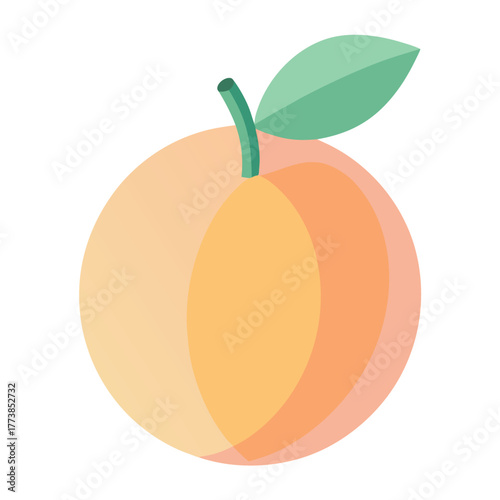 Soft pastel vector illustration of a ripe peach fruit icon with a gentle gradient and clean lines