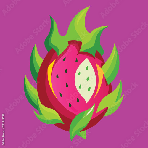 Vibrant tropical dragon fruit icon with bright juicy colors and a fresh exotic feel