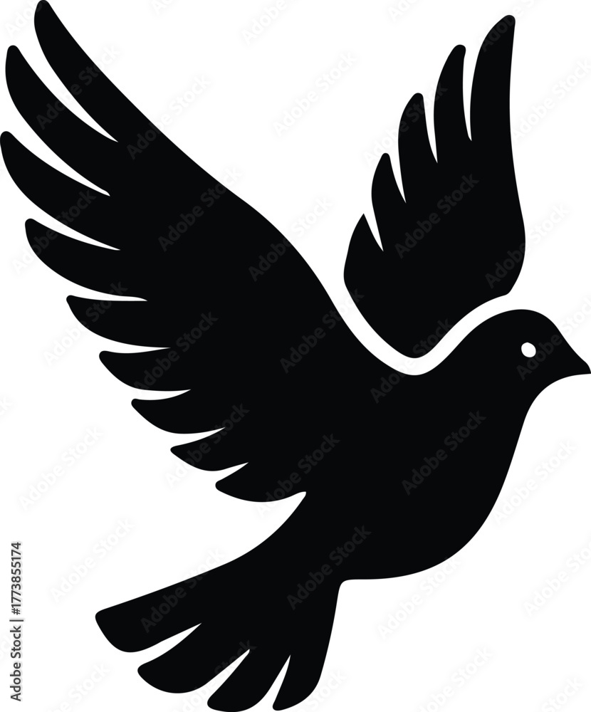 Fototapeta premium Silhouette of a dove flying bird peace hope faith vector illustration