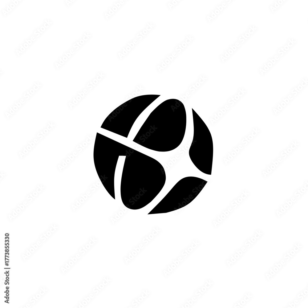 Fototapeta premium A modern abstract circular logo with intersecting shapes forming a dynamic pattern, symbolizing connection, innovation, technology, and global unity in minimalist style.