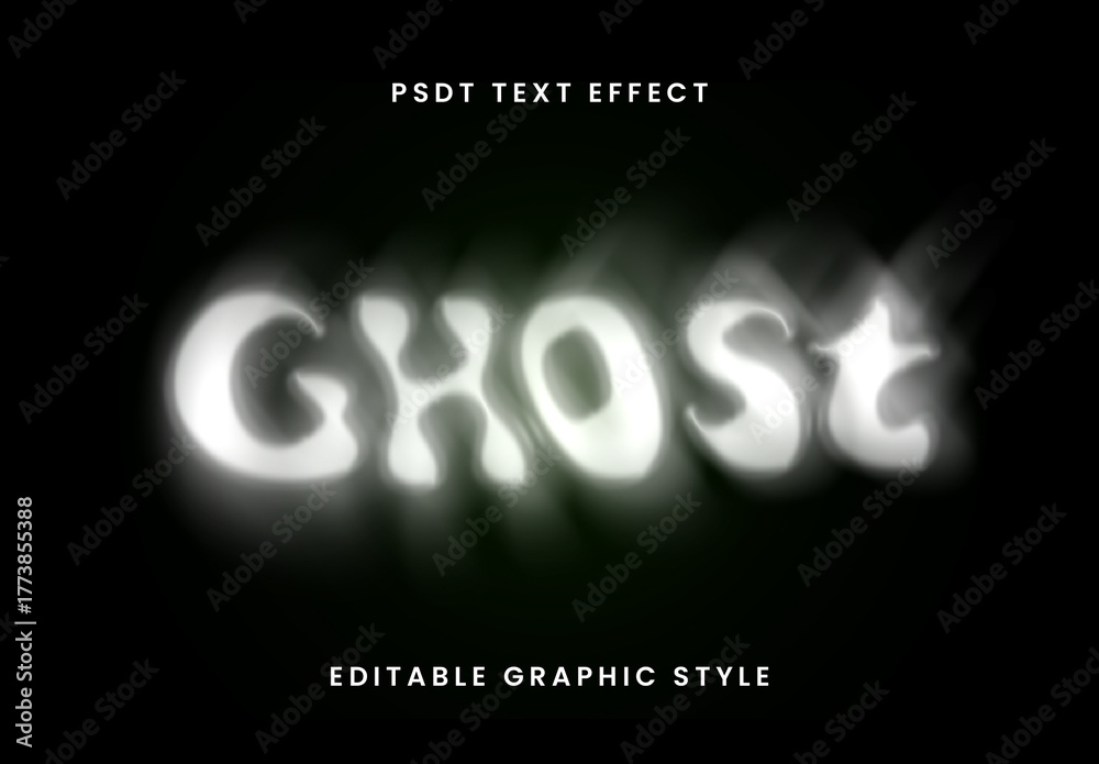 White Phantom Text Effect Ghost Spooky Blur Font Stock Template | Adobe ...