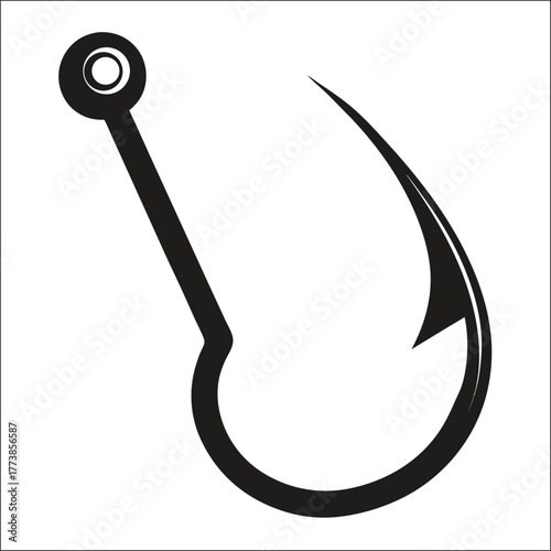 Intricate vintage illustration of a blue fishing hook isolated on a white background
