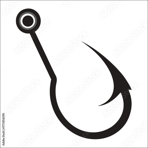 Intricate vintage illustration of a blue fishing hook isolated on a white background
