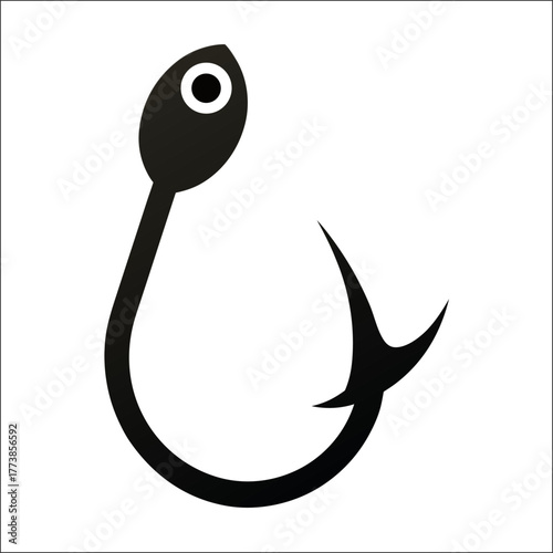 Intricate vintage illustration of a blue fishing hook isolated on a white background
