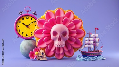 skull and bones on white background