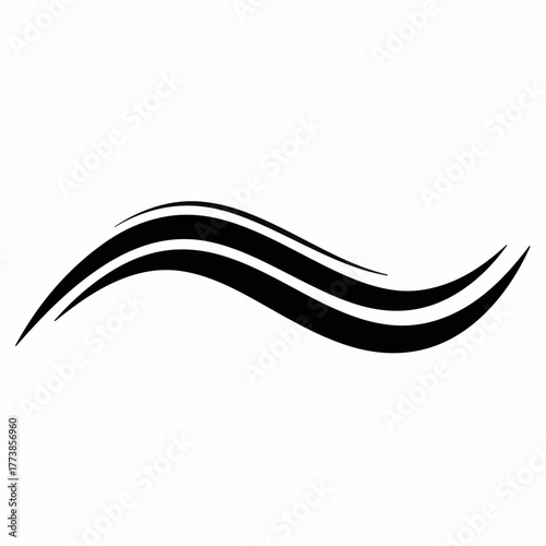 Abstract wave design with curved lines flowing smoothly across blank background. Abstract wave conveys sense of movement, fluidity, and dynamic energy. Abstract wave design,