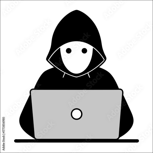 Isometric vector Internet hacker attack and personal data security concept. Computer security technology. E-mail spam viruses bank account hacking. Hacker working on a code. Internet crime concept.
