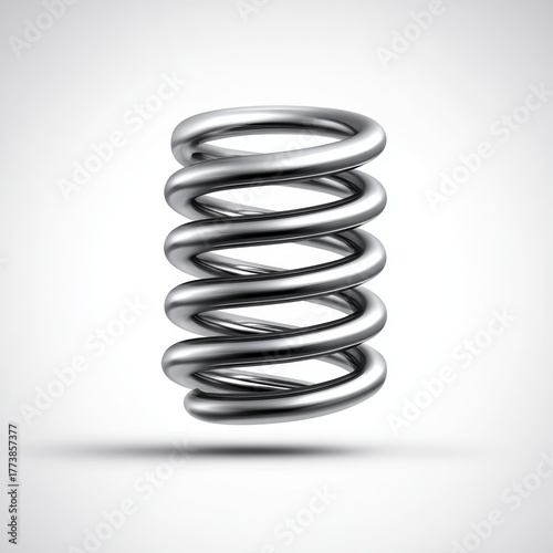 A shiny metallic spring with a gentle shadow