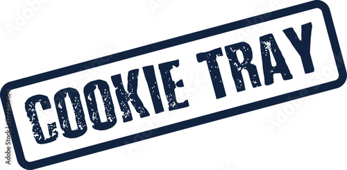 Classic Cookie Tray word rubber stamp with a vintage distressed appearance and rich blue ink