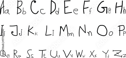 Handwritten Uppercase and Lowercase English Alphabet Font Letters Collection.