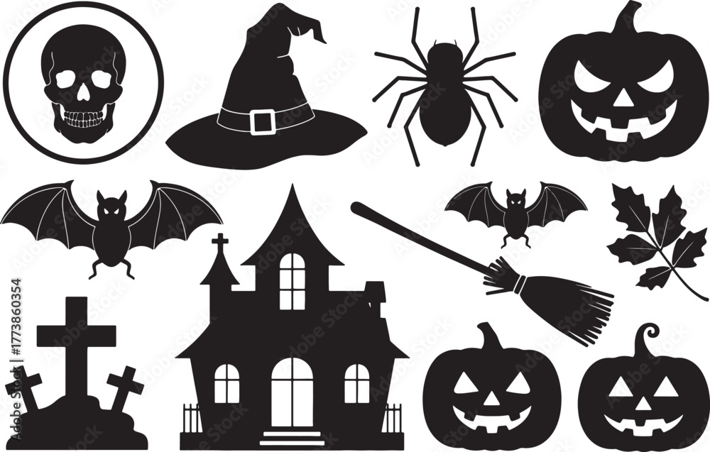 Obraz premium Halloween SVG Bundle, Trunk treat halloween silhouette-Halloween Silhouette Collection Graphic by Print