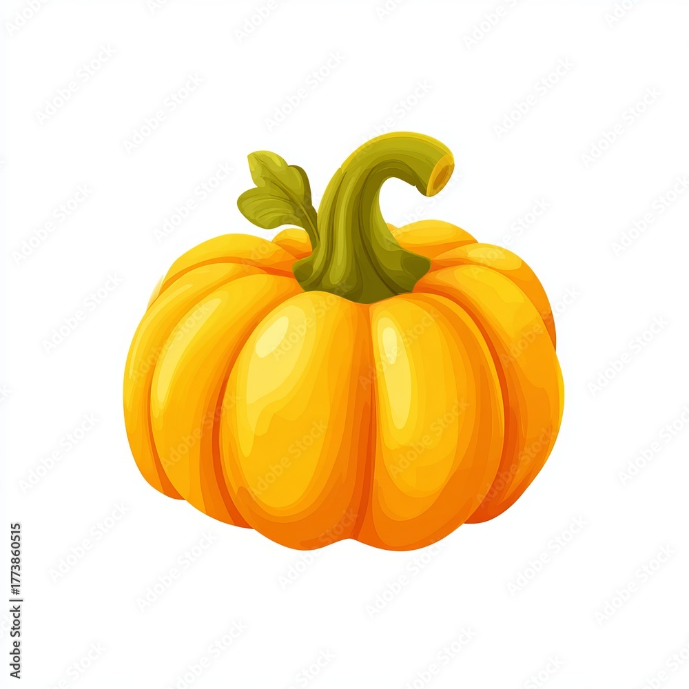 Obraz premium A close-up view of an autumn pumpkin, a symbol of the season, in vivid detail. This illustration embodies the essence of harvest time, with its vibrant colors and inviting form