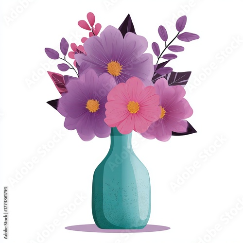A beautiful vase filled with an array of vibrant flowers, artfully arranged