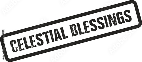 Authentic CELESTIAL BLESSINGS text stamp in a clean modern rectangle outline design
