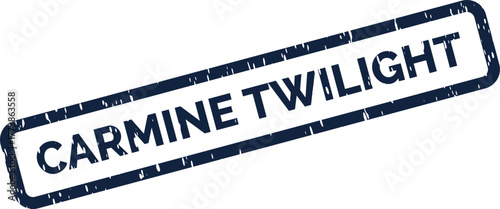 Textured rubber stamp impression featuring the evocative phrase Carmine Twilight with a vintage appeal