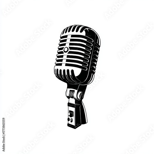 A vintage microphone, ideal for recording vocals or musical instruments