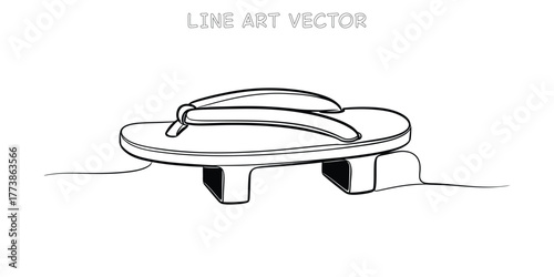 Traditional Japanese wooden geta sandal one line art illustration