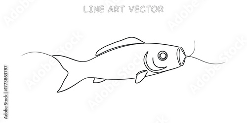 Japanese koi fish swimming in single continuous line art