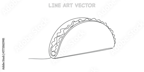 Delicious taco food in a minimalist continuous one line drawing