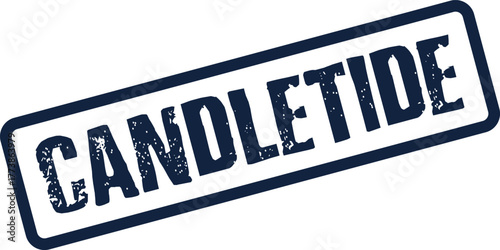 CANDLETIDE brand name on a dark blue distressed vintage rubber stamp impression