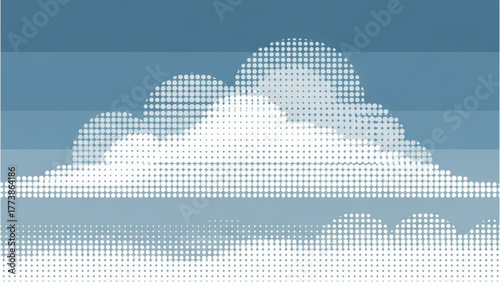 Sky Pixelated Cloudscape Modern Graphic Design with Cloud Shapes