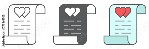 Marriage contract icon, document and agreement, marriage insurance sign, vector graphics, a linear pattern on a white background. editable stroke