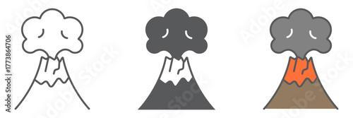 Volcanic eruption icon, disaster and explosion, volcano erupting sign, vector graphics, a linear pattern on a white background. editable stroke