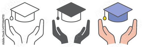 Education insurance icon, protection and study, education security sign, vector graphics, a linear pattern on a white background. editable stroke