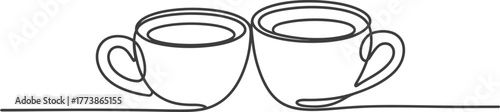 Coffee cups line art drawing minimal design cafe drink caffeine beverage