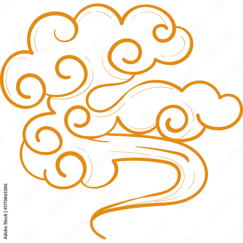 Fototapeta premium Golden Chinese Cloud Illustration