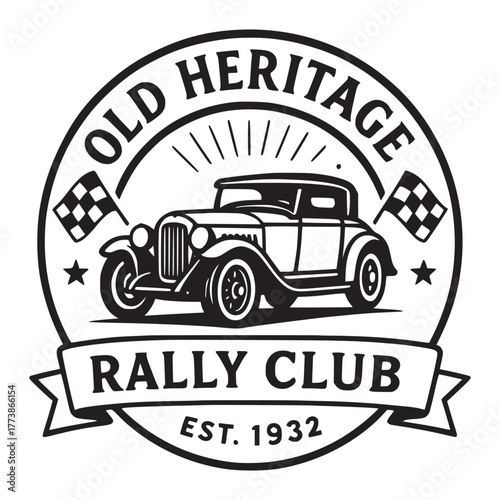 Elegant Vintage Car Emblem – Retro Auto Club Badge Vintage Car Brand Logo – Retro Shield Vector Badge