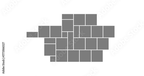 Montage photo gallery with moodboard mosaic and horizontal photography for comic card or template collage background. Grid frame layout and picture image with rectangle vector and flyer illustration.