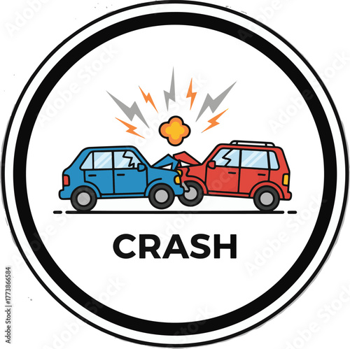 Car Crash Illustration of Two Vehicles Collision in Flat Style