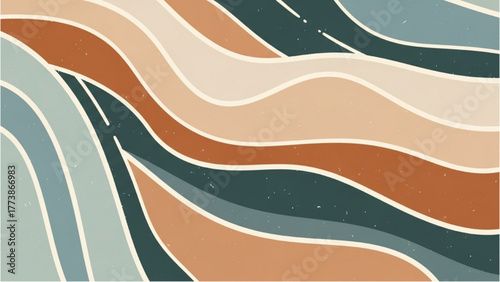 Abstract Wavy Stripes Background in Earthy Tones Retro Graphic Design
