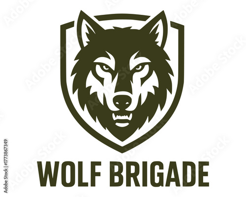 Fierce Wolf Head Emblem for Wolf Brigade Wolf Head Emblem – Fierce Animal Logo Design Vector Vintage Wolf Logo – Wild Animal Emblem Illustration Wolf Mascot Emblem – Powerful Wildlife Logo Vector