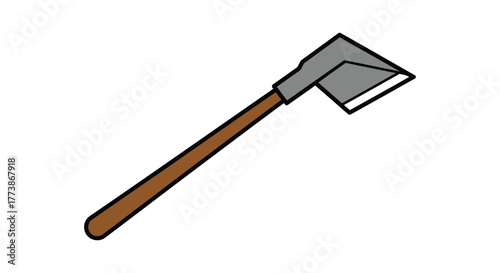 Illustration of an axe with a wooden handle isolated on white background, a tool for cutting wood and trees