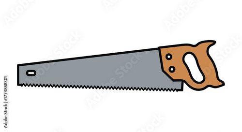 Hand saw isolated on white background, a tool used for cutting wood and other materials with a toothed blade