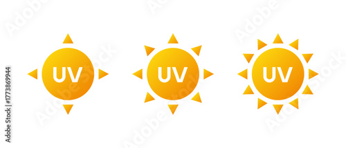 UV protection sun icon in gradient style. Ultraviolet radiation and sunlight symbol