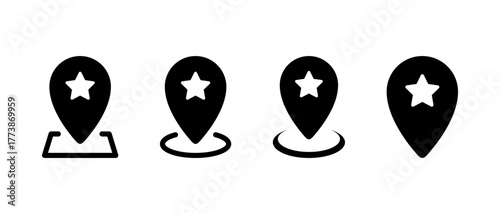 Map pin with star icon. Favorite destination and location marker symbol