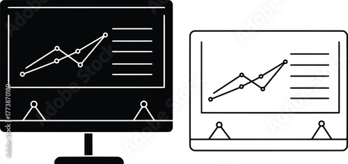 Vector Graphic of Increasing Trend Analysis on Computer Screens A Financial Report Representation with Investment Growth Visualization, Business Performance and Market Research Insights Depiction