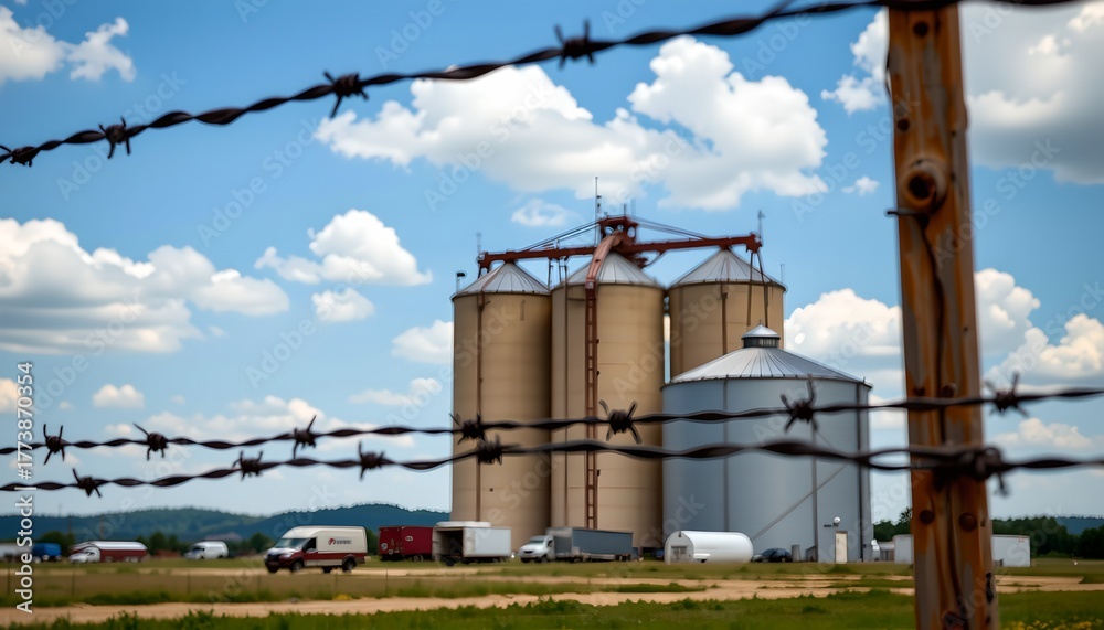 Obraz premium Rustic Grain Silo Under Sunny Blue