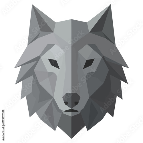Flat Design Geometric Origami Wolf Face