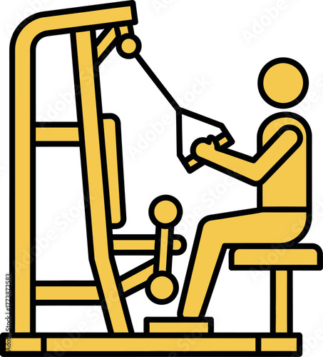 Person using a cable crossover machine in a gym vector