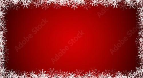 Red background with white snowflake border frame