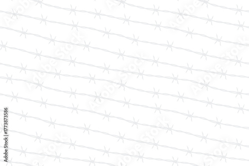 Soft gray barbed wire seamless pattern vector symbolizing restriction, security, and protection, ideal for defense, boundary, and industrial safety design backgrounds and textures.