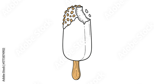 A delicious and refreshing ice cream bar covered in crunchy nuts and a sweet chocolate coating.