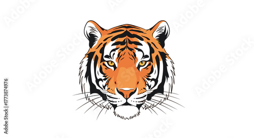 This image shows a fierce tiger face with black stripes and bright orange fur.