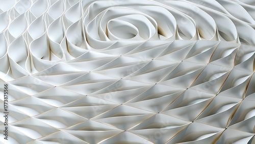 White Geometric Spiral Texture Background 8K Seamless Waves